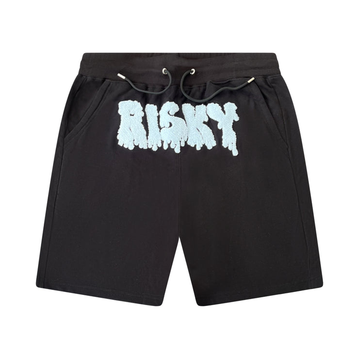 BLACK RISKY CHENILLE SHORTS