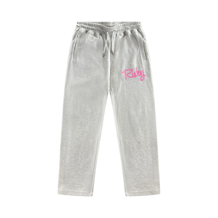 GREY/PINK RISKY SCRIPT SWEATPANTS